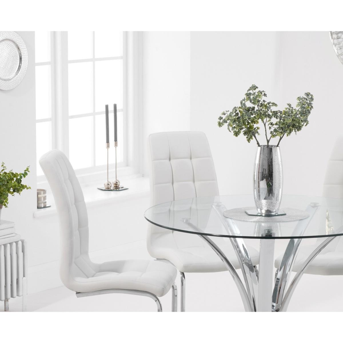 Aria 110cm Glass Dining Table with Lorin Faux Leather Chairs - Grey, 4 Chairs – image 2