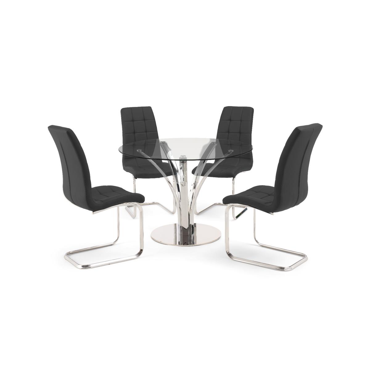 Aria 110cm Glass Dining Table with Lorin Faux Leather Chairs - Grey, 4 Chairs – image 11