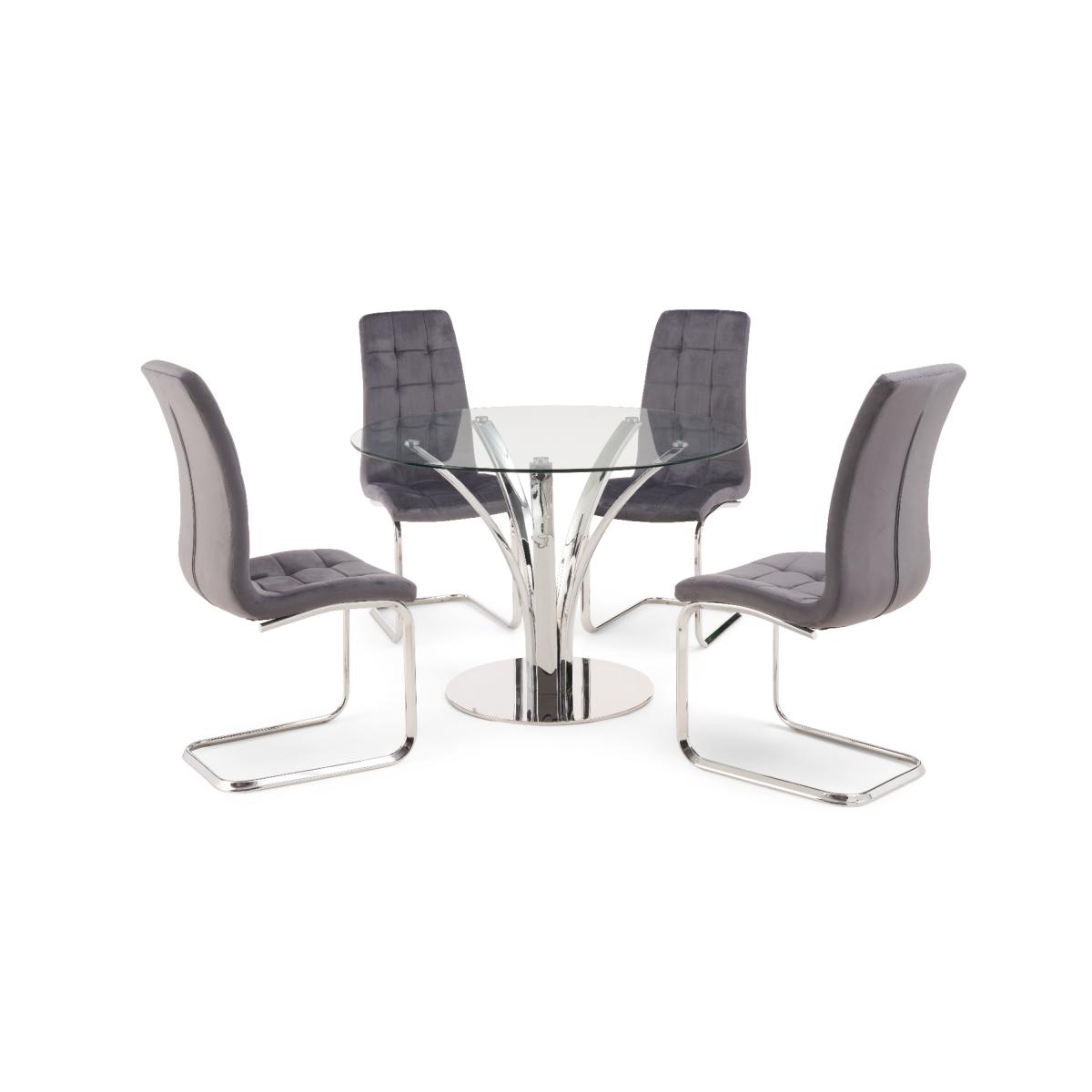 Aria 110cm Glass Dining Table with Lorin Faux Leather Chairs - Grey, 4 Chairs – image 12
