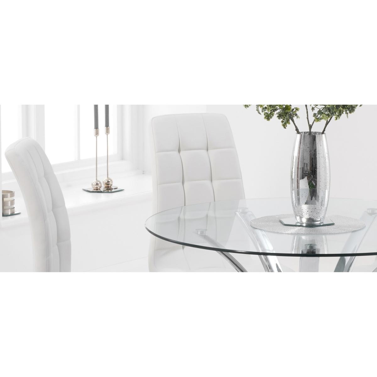 Aria 110cm Glass Dining Table with Lorin Faux Leather Chairs - Grey, 4 Chairs – image 16
