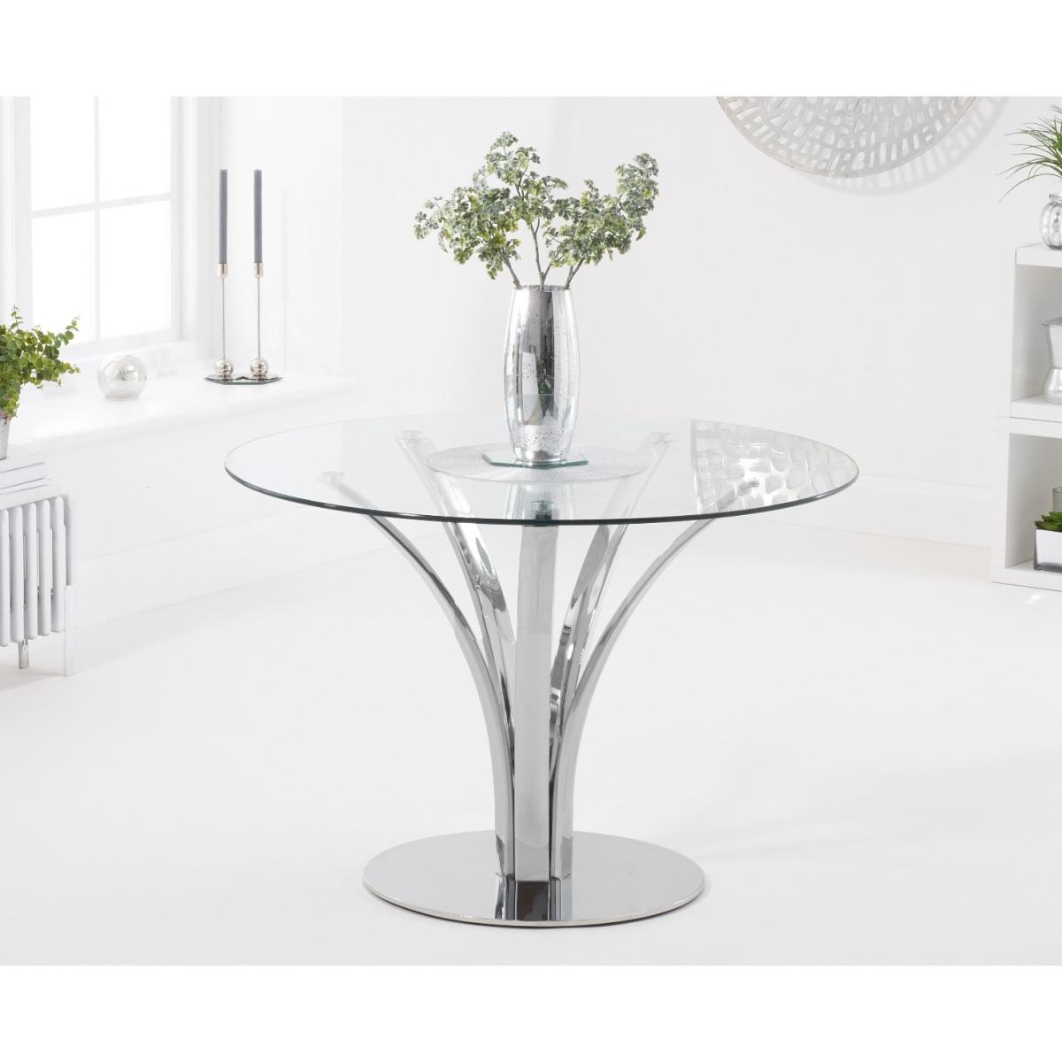Aria 110cm Glass Dining Table with Lorin Faux Leather Chairs - Grey, 4 Chairs – image 3