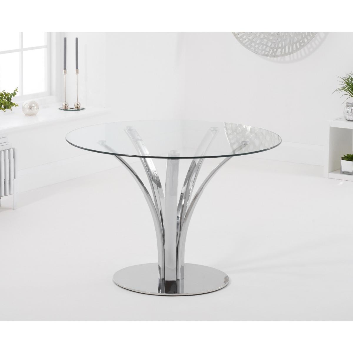 Aria 110cm Glass Dining Table with Lorin Faux Leather Chairs - Grey, 4 Chairs – image 5