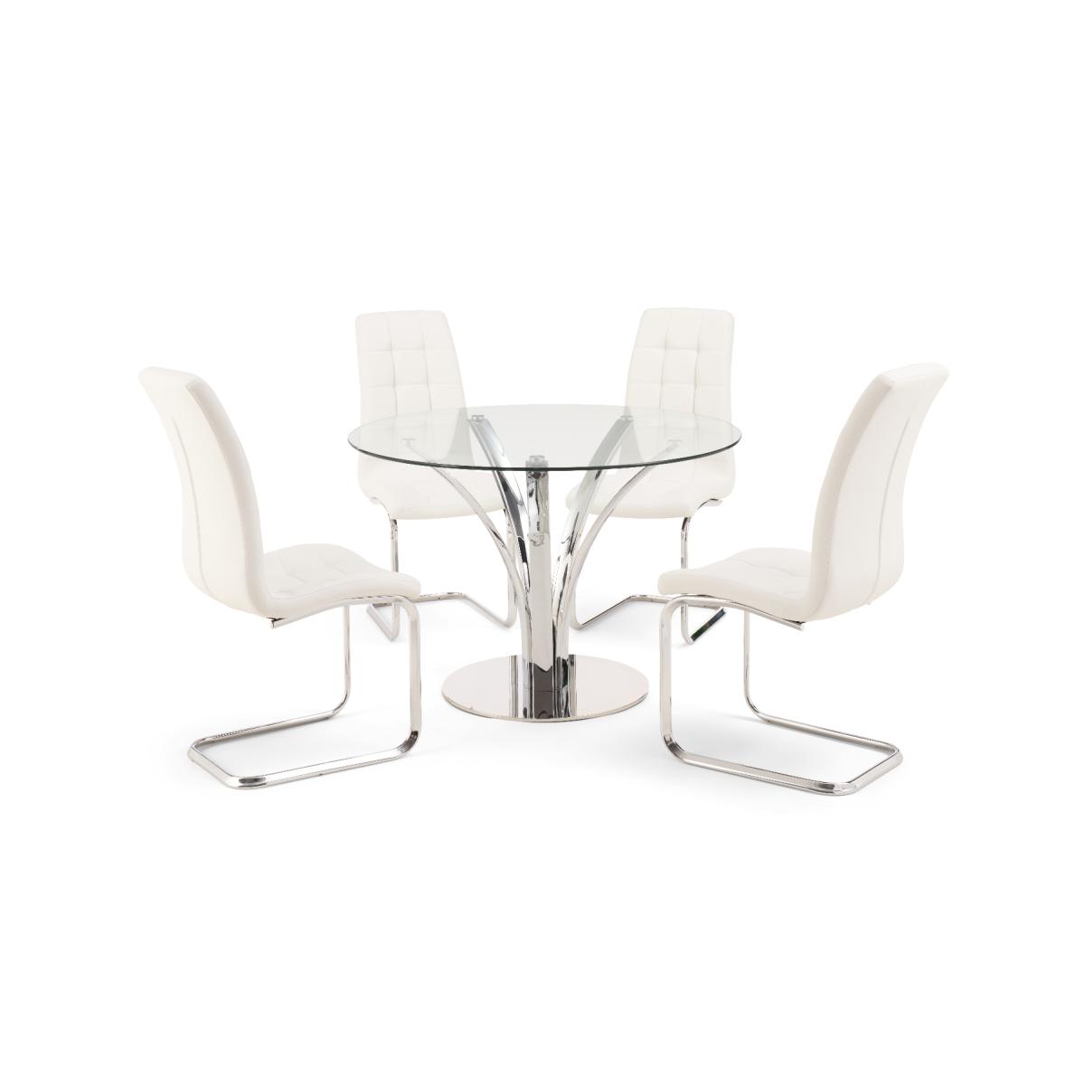 Aria 110cm Glass Dining Table with Lorin Faux Leather Chairs - Grey, 4 Chairs – image 10