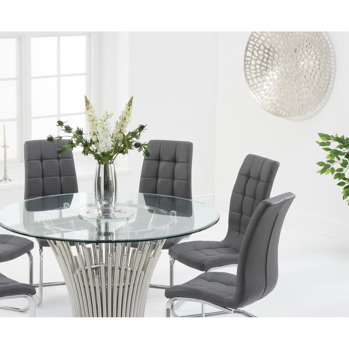 Hans Round 130cm Glass Table With Lorin Faux Leather Chairs - Black, 4 Chairs – image 2