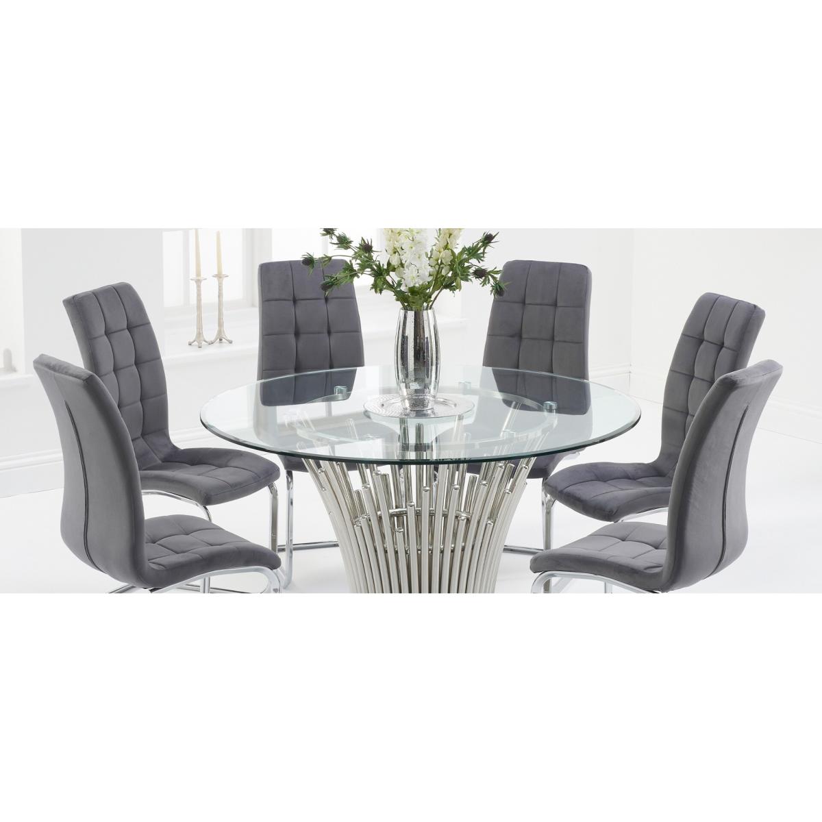 Hans Round 130cm Glass Table With Lorin Faux Leather Chairs - Black, 4 Chairs – image 15