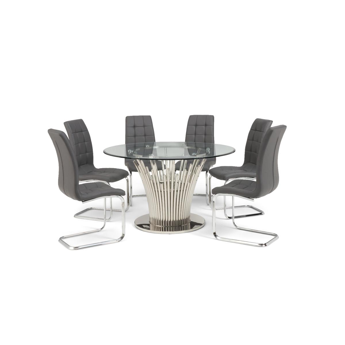 Hans Round 130cm Glass Table With Lorin Faux Leather Chairs - Black, 4 Chairs – image 9