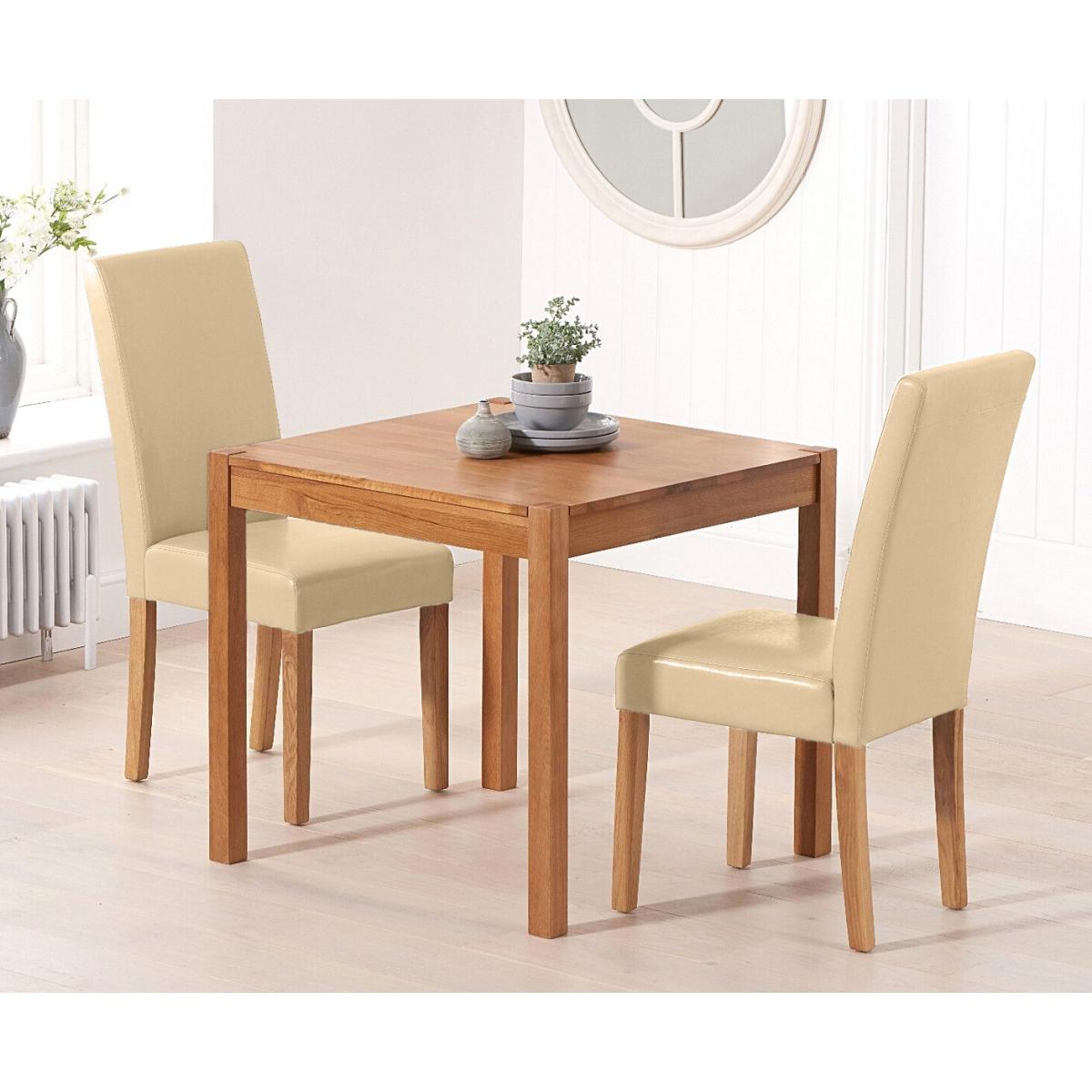 York 80cm Solid Oak Dining Table With 2 Brown Olivia Chairs – image 2