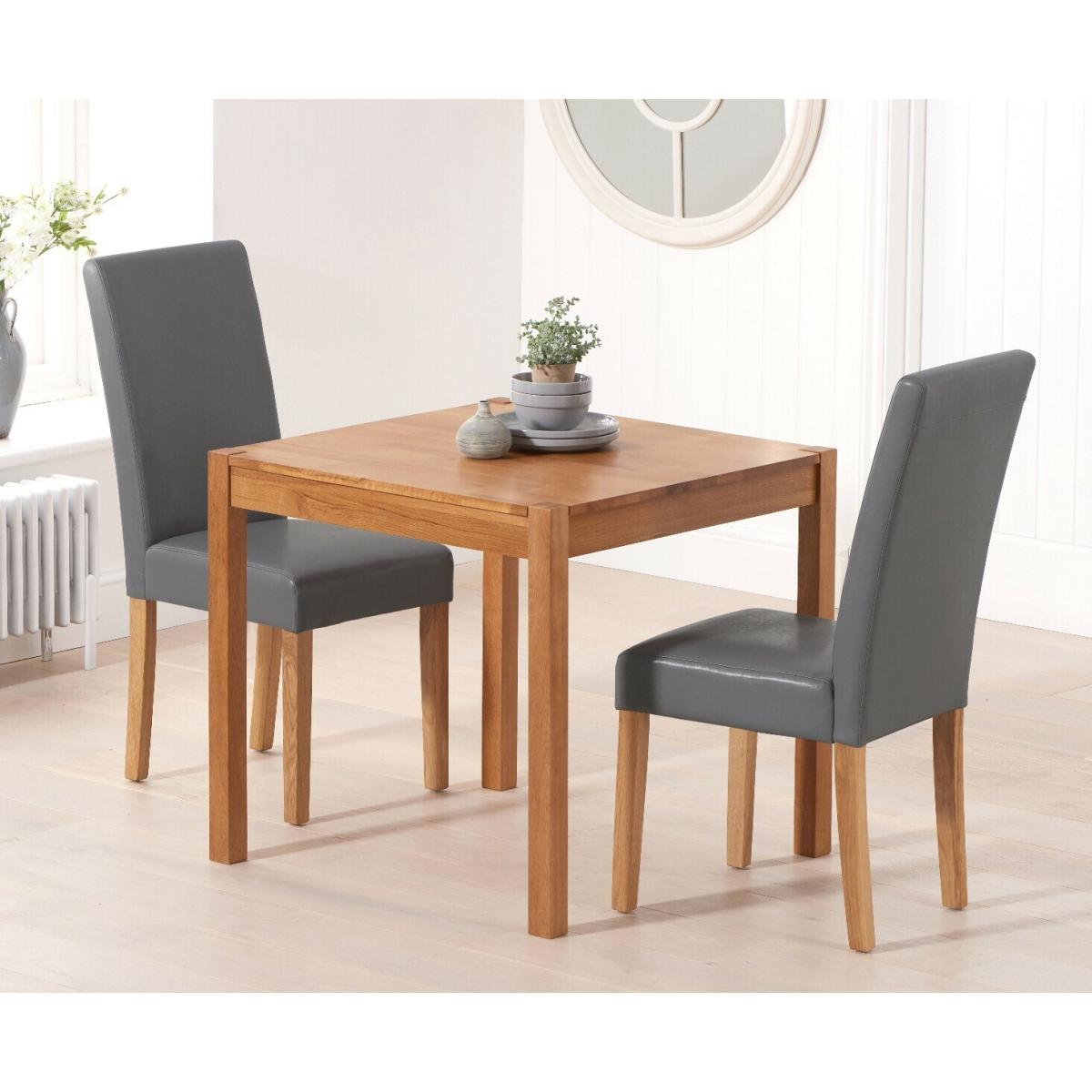 York 80cm Solid Oak Dining Table With 2 Brown Olivia Chairs – image 3
