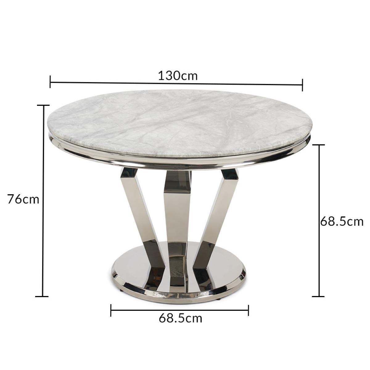 Viscount 130cm Round Marble Dining Table With 6 Grey Sienna Velvet Chairs – image 15