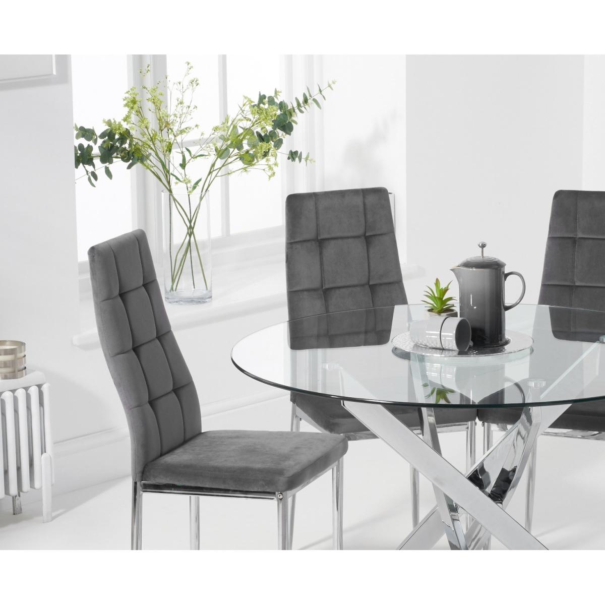 Denver 120cm Glass Dining Table With 6 Grey Melissa Chairs – image 2