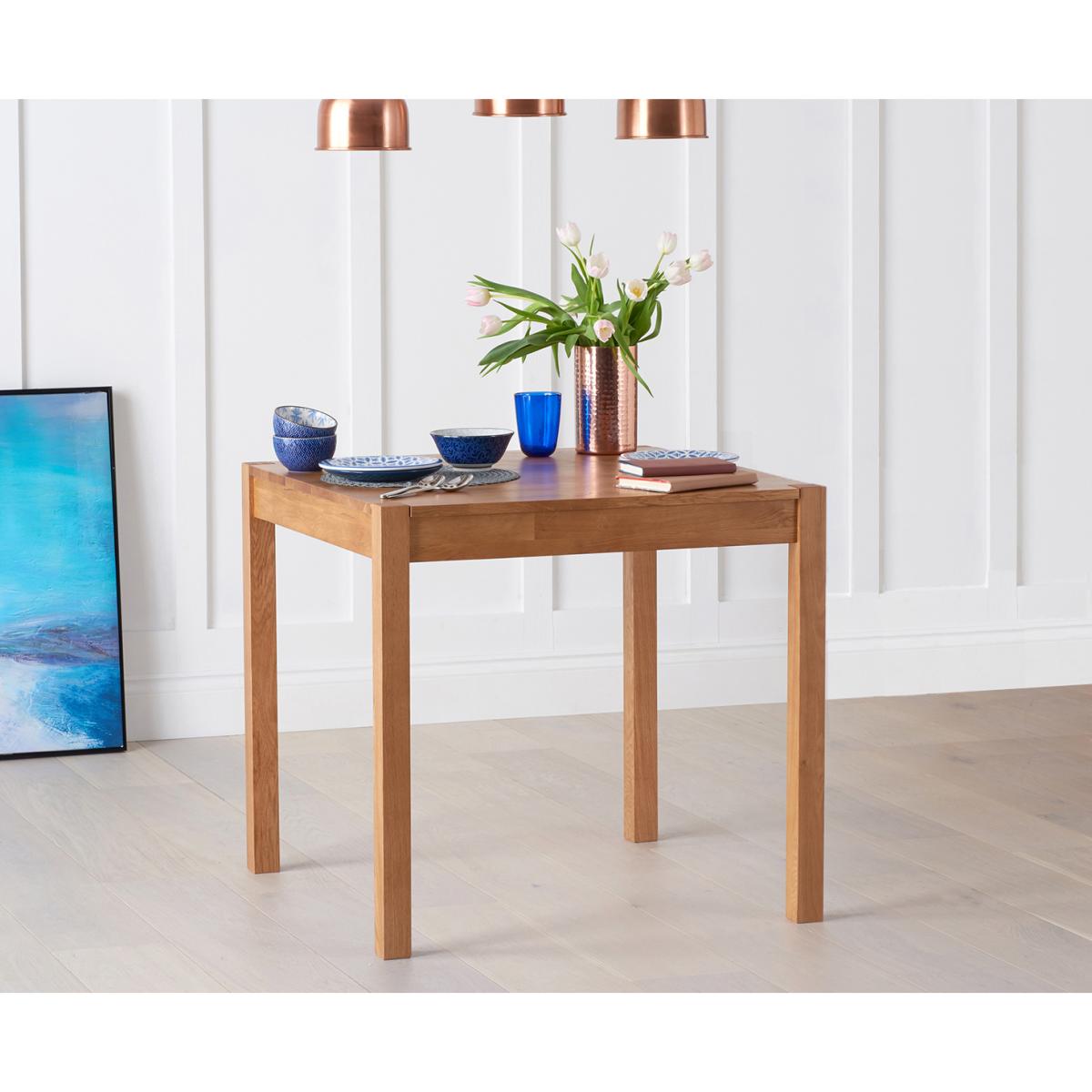 Oxford 80cm Solid Oak Dining Table With 2 Light Grey Orson Fabric Chairs – image 12