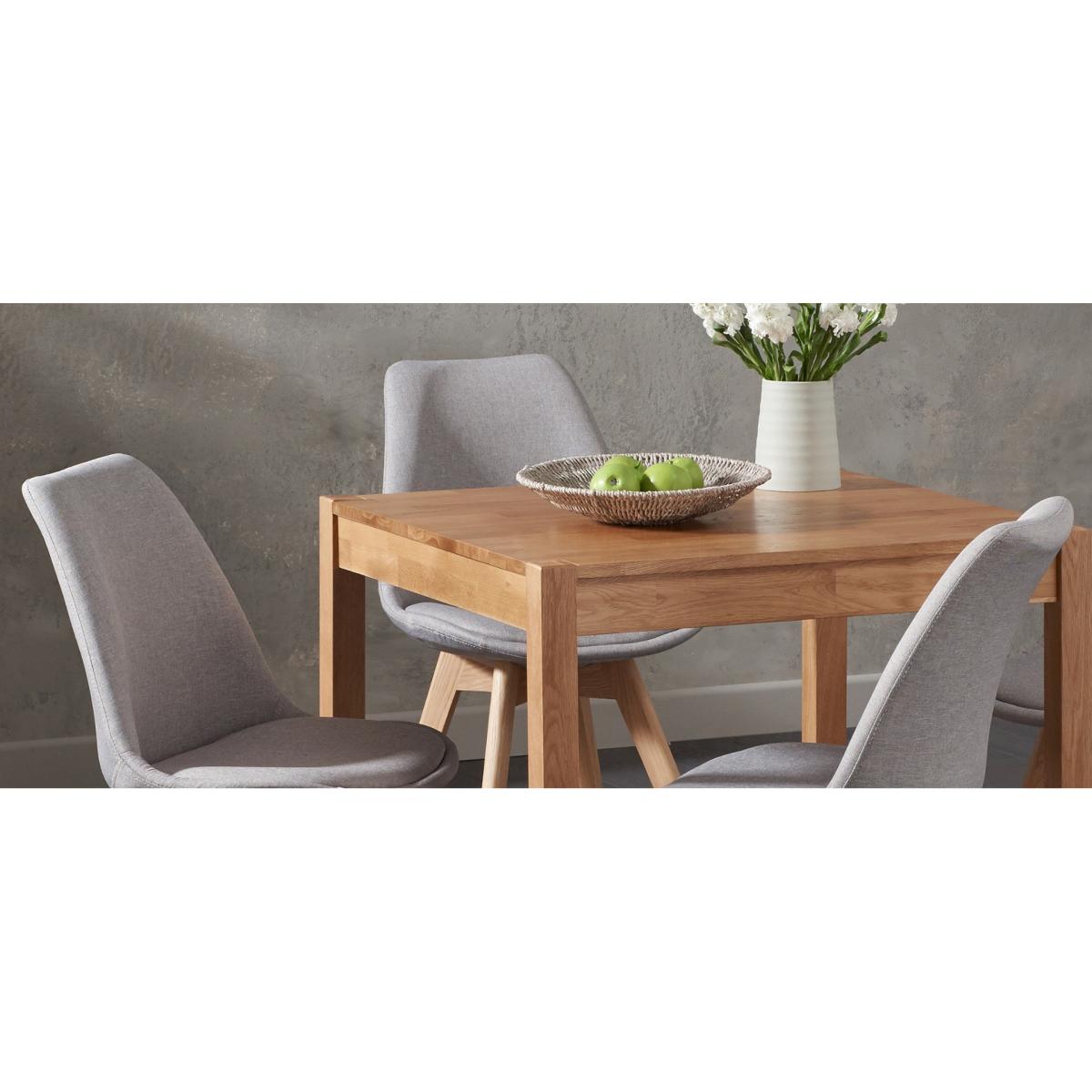 Oxford 80cm Solid Oak Dining Table With 2 Light Grey Orson Fabric Chairs – image 8