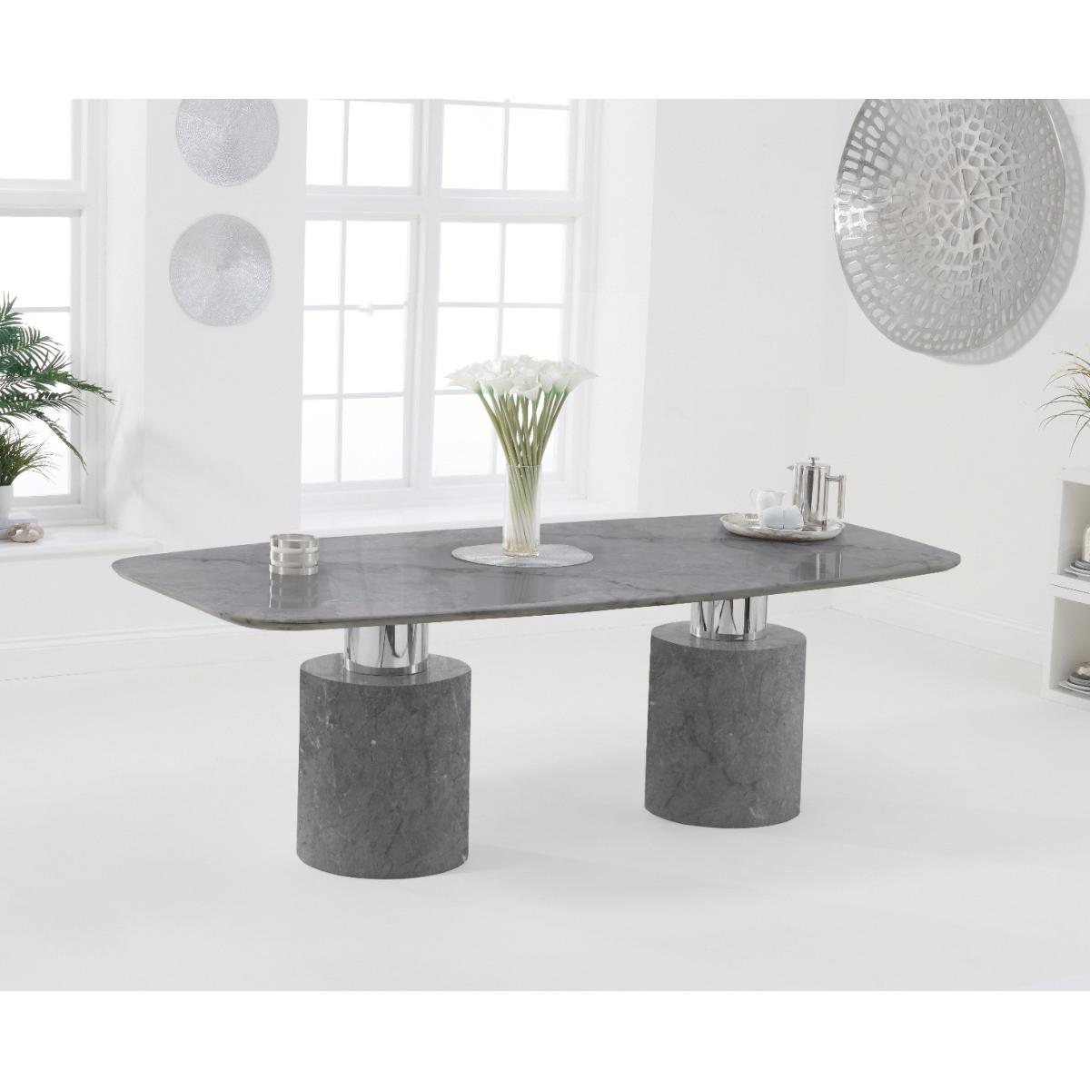 Antonio 220cm Grey Marble Table With 10 Grey Lorenzo Velvet Chairs – image 2