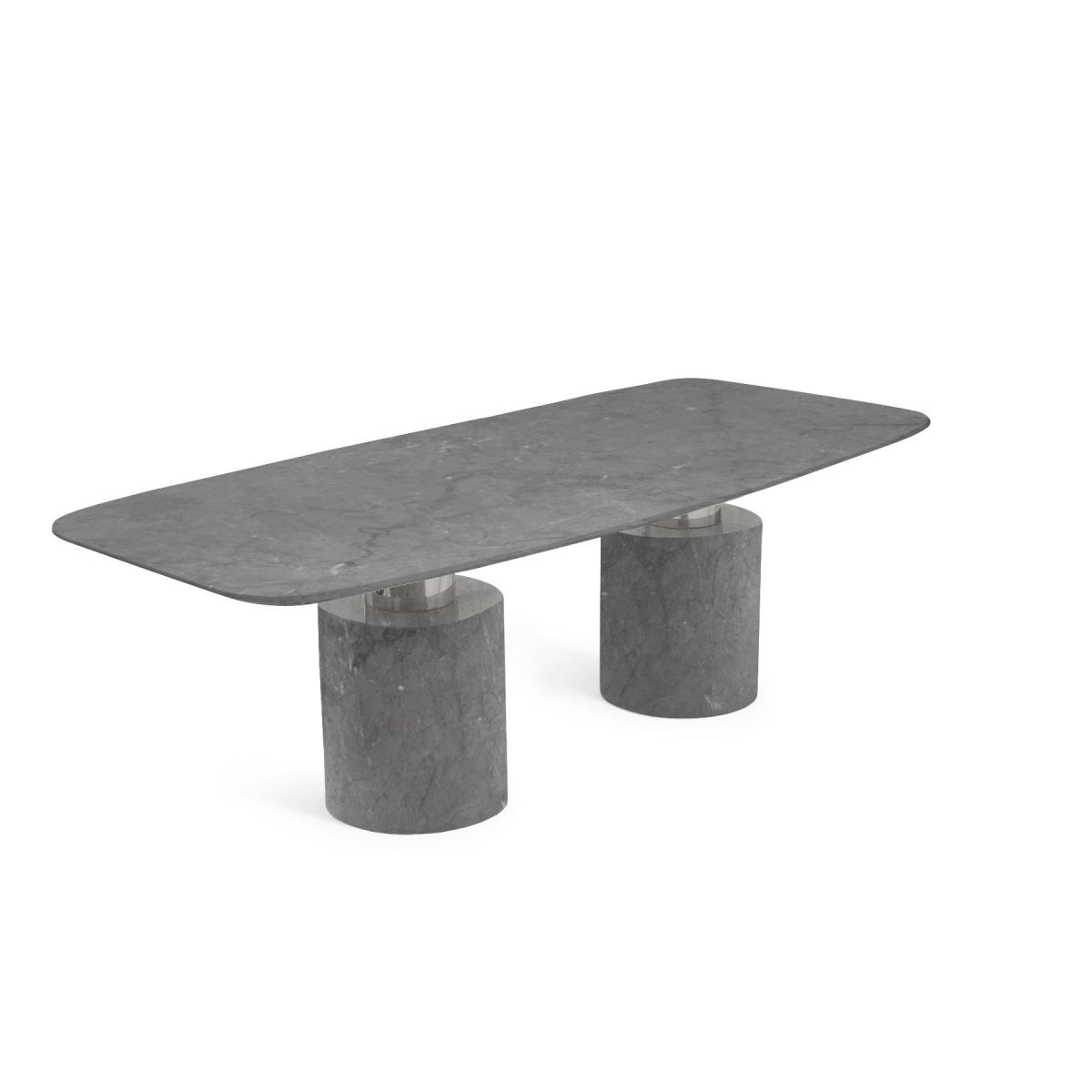 Antonio 220cm Grey Marble Table With 10 Grey Lorenzo Velvet Chairs – image 10