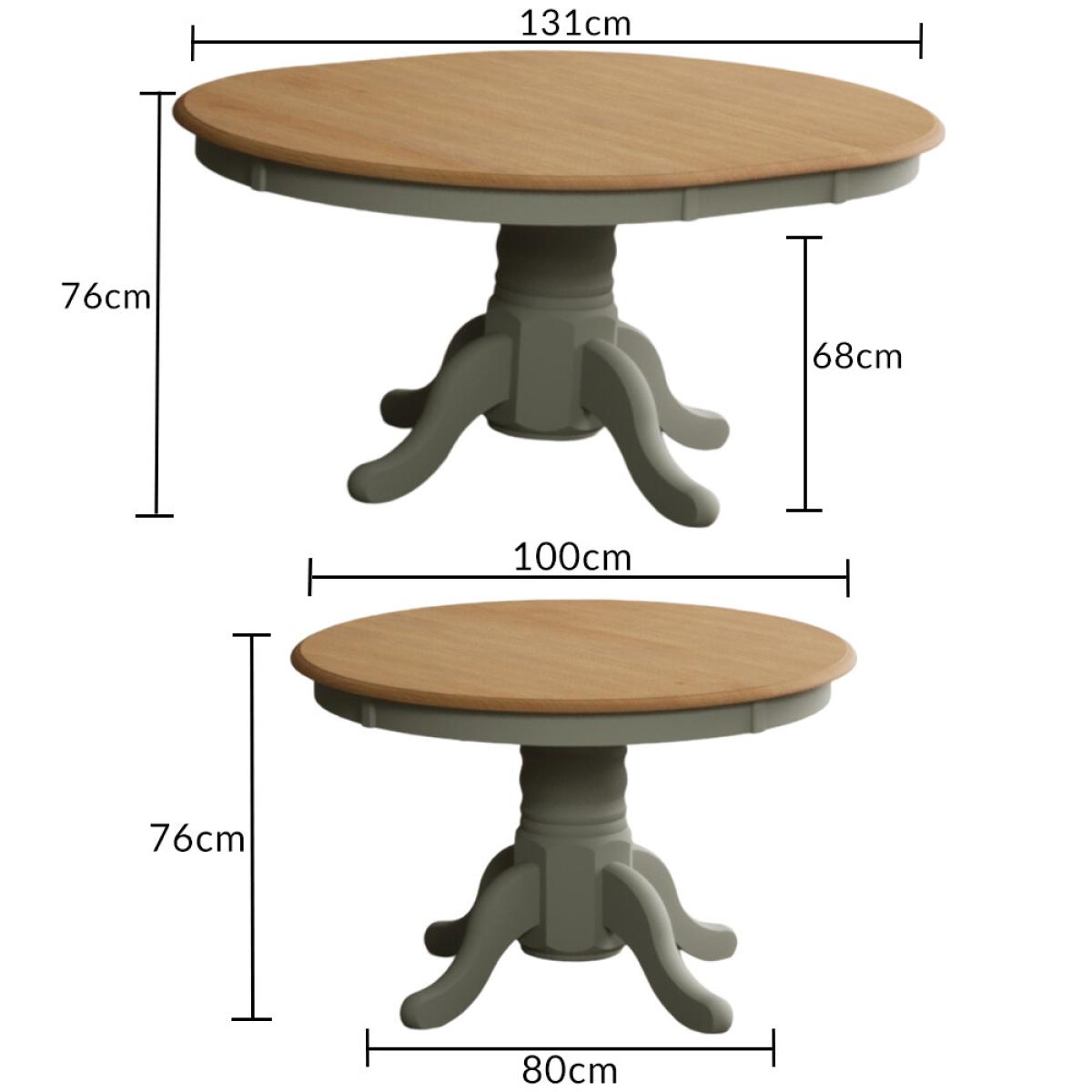 Extending Hertford 100cm - 130cm Oak and Soft Green Painted Pedestal Dining Table with 4 Blue Chairs – image 71