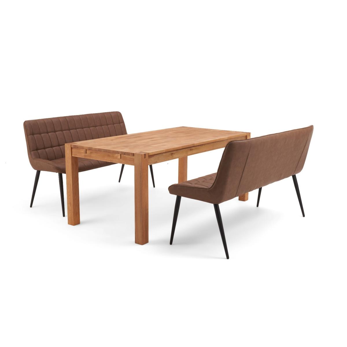 Verona 180cm Oak Table With Heidi Brown Faux Leather Benches – image 4