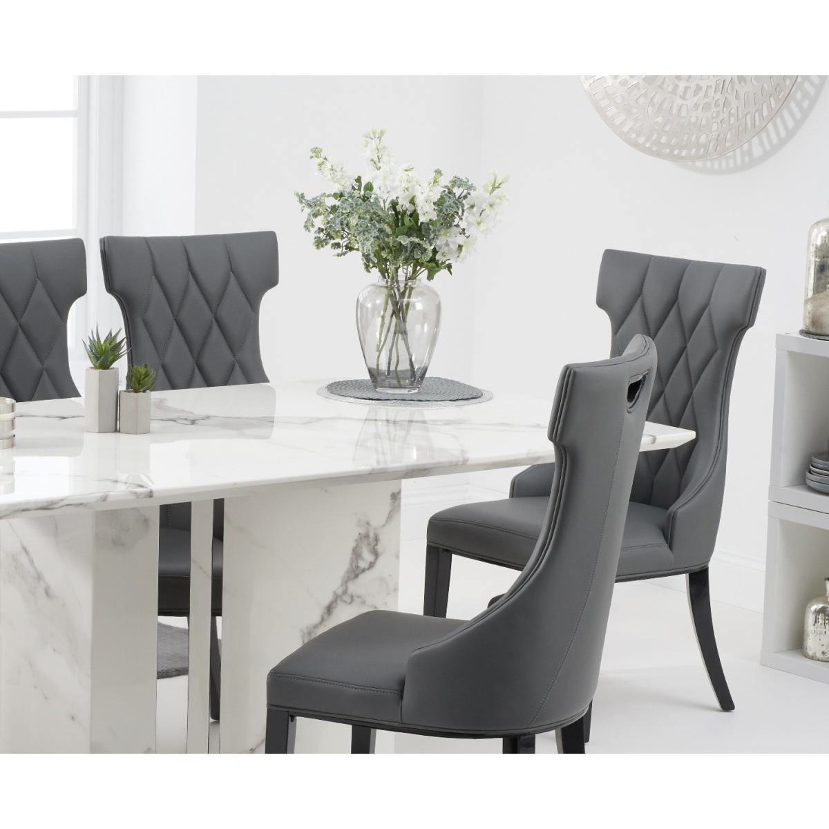 Alicia 180cm White Marble Dining Table With 6 Grey Sophia Chairs – image 2