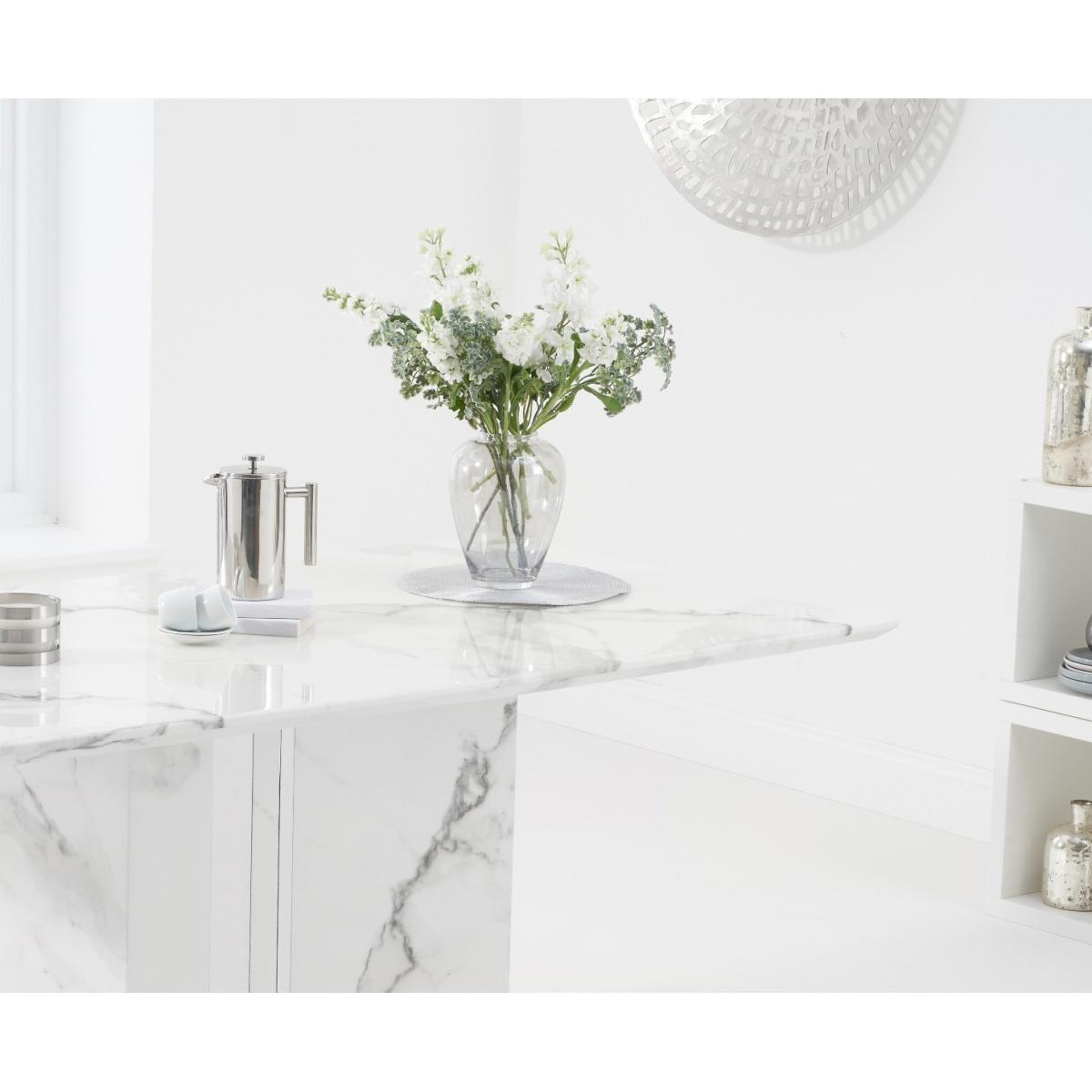 Alicia 180cm White Marble Dining Table With 6 Grey Sophia Chairs – image 13