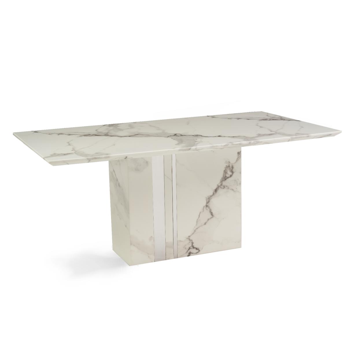 Alicia 180cm White Marble Dining Table With 6 Grey Sophia Chairs – image 15