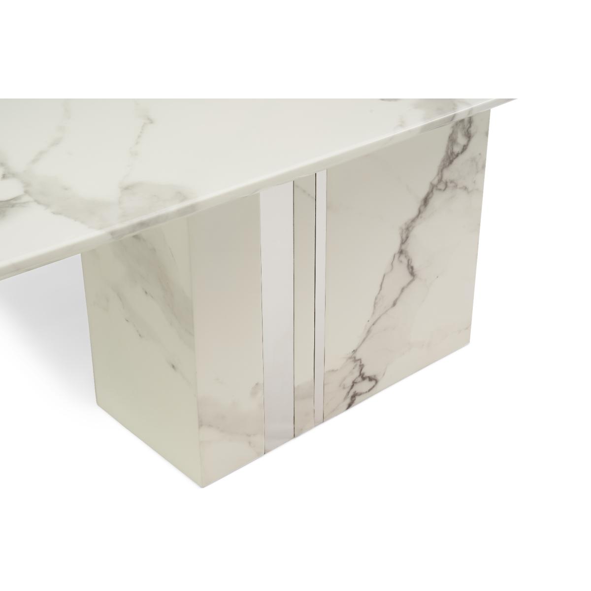 Alicia 180cm White Marble Dining Table With 6 Grey Sophia Chairs – image 7
