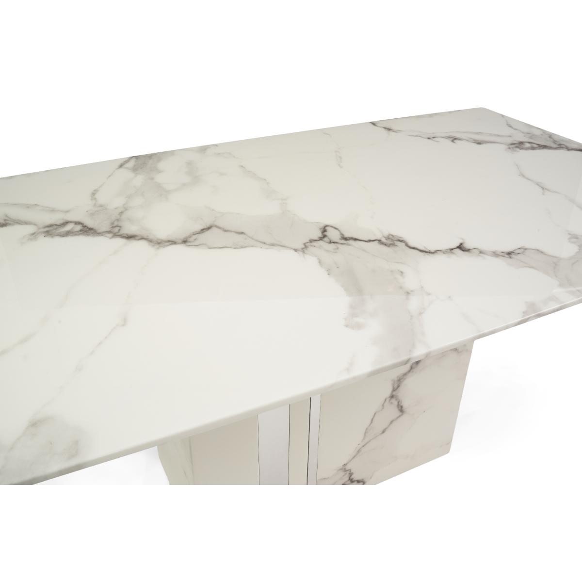 Alicia 180cm White Marble Dining Table With 6 Grey Sophia Chairs – image 8