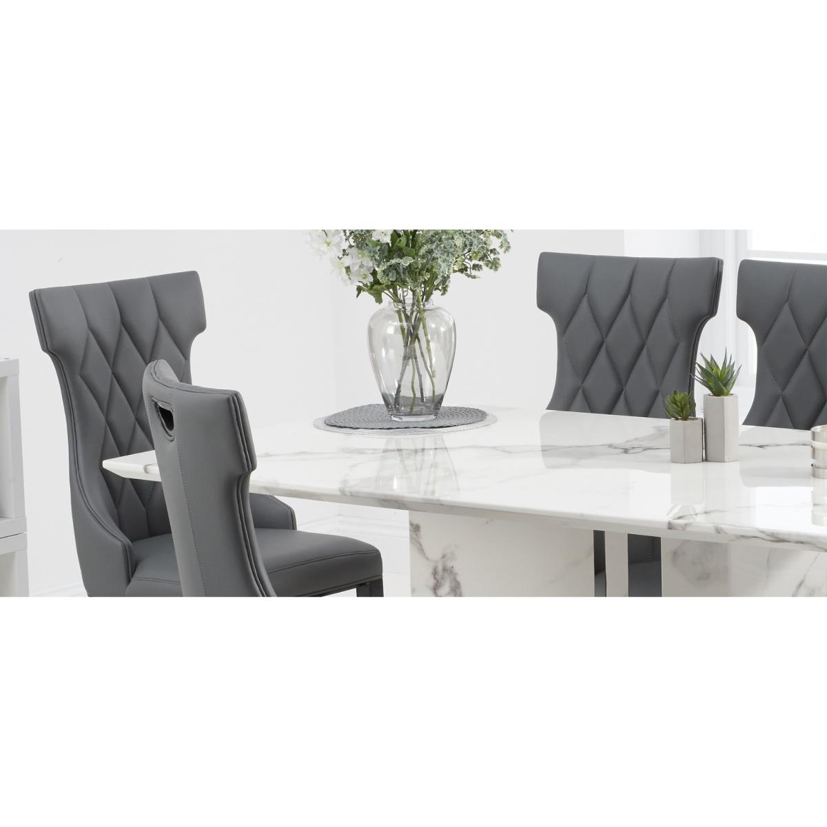 Alicia 180cm White Marble Dining Table With 6 Grey Sophia Chairs – image 10