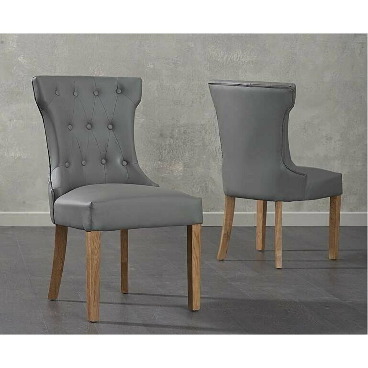 Thetford 150cm Oak Dining Table with Thetford 45cm Oak Extensions with 6 Grey Clara Chairs – image 4
