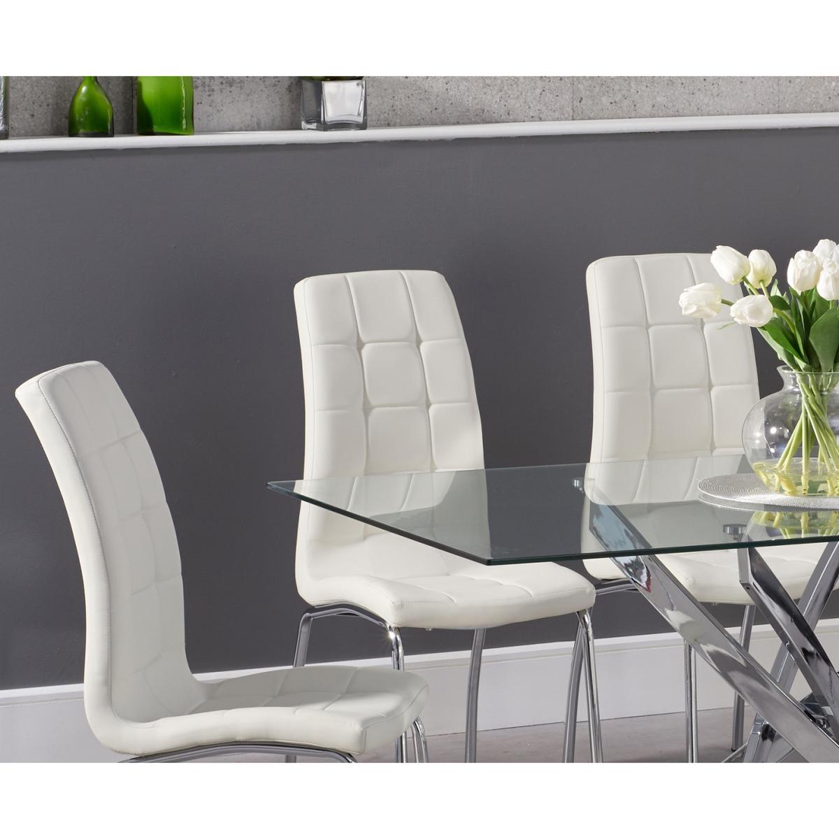 Denver 160cm Rectangular Glass Dining Table with 6 Black Enzo Chairs – image 2