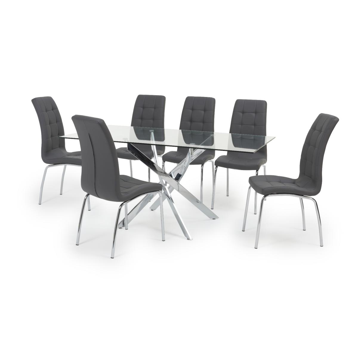Denver 160cm Rectangular Glass Dining Table with 6 Black Enzo Chairs – image 11