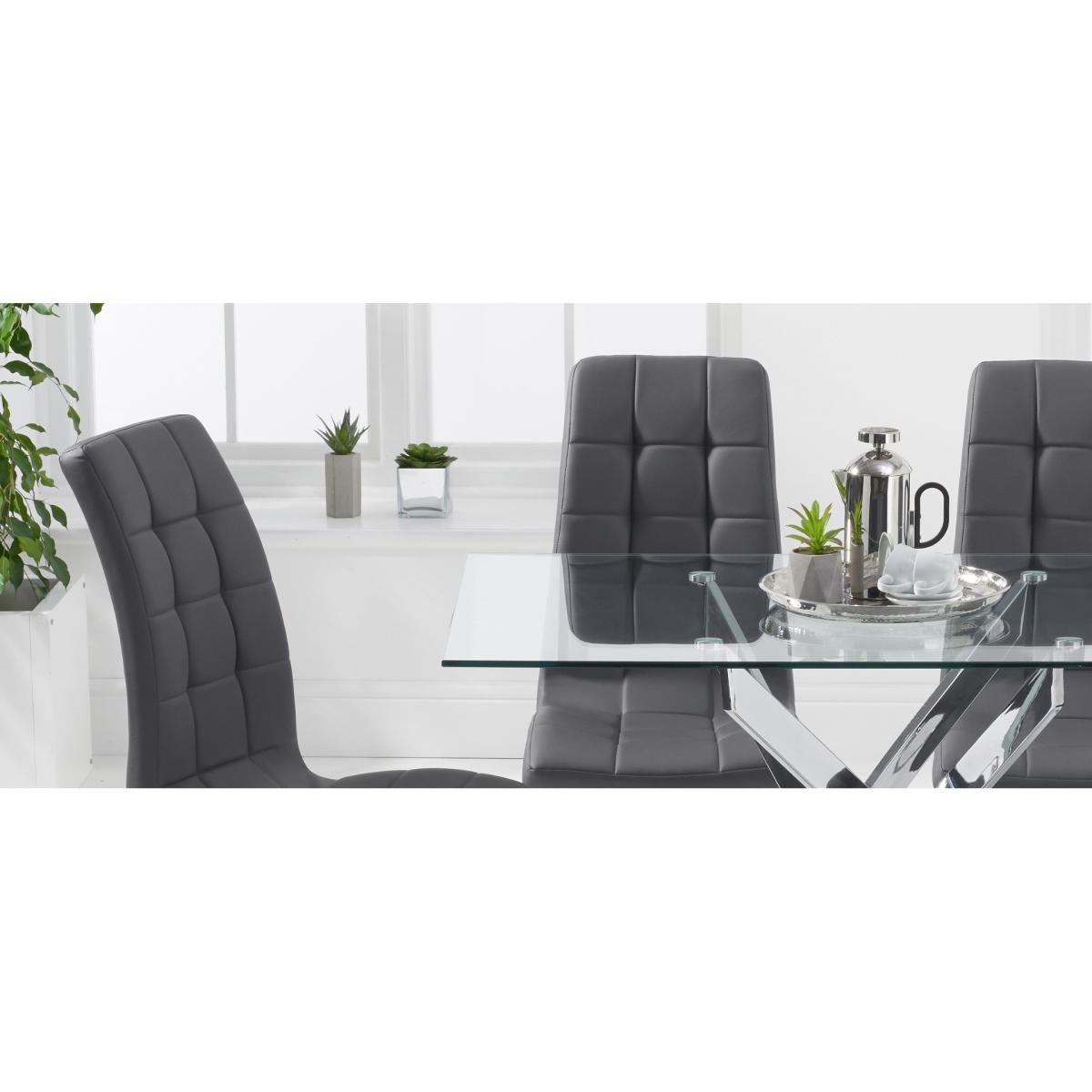 Denver 160cm Rectangular Glass Dining Table with 6 Black Enzo Chairs – image 18