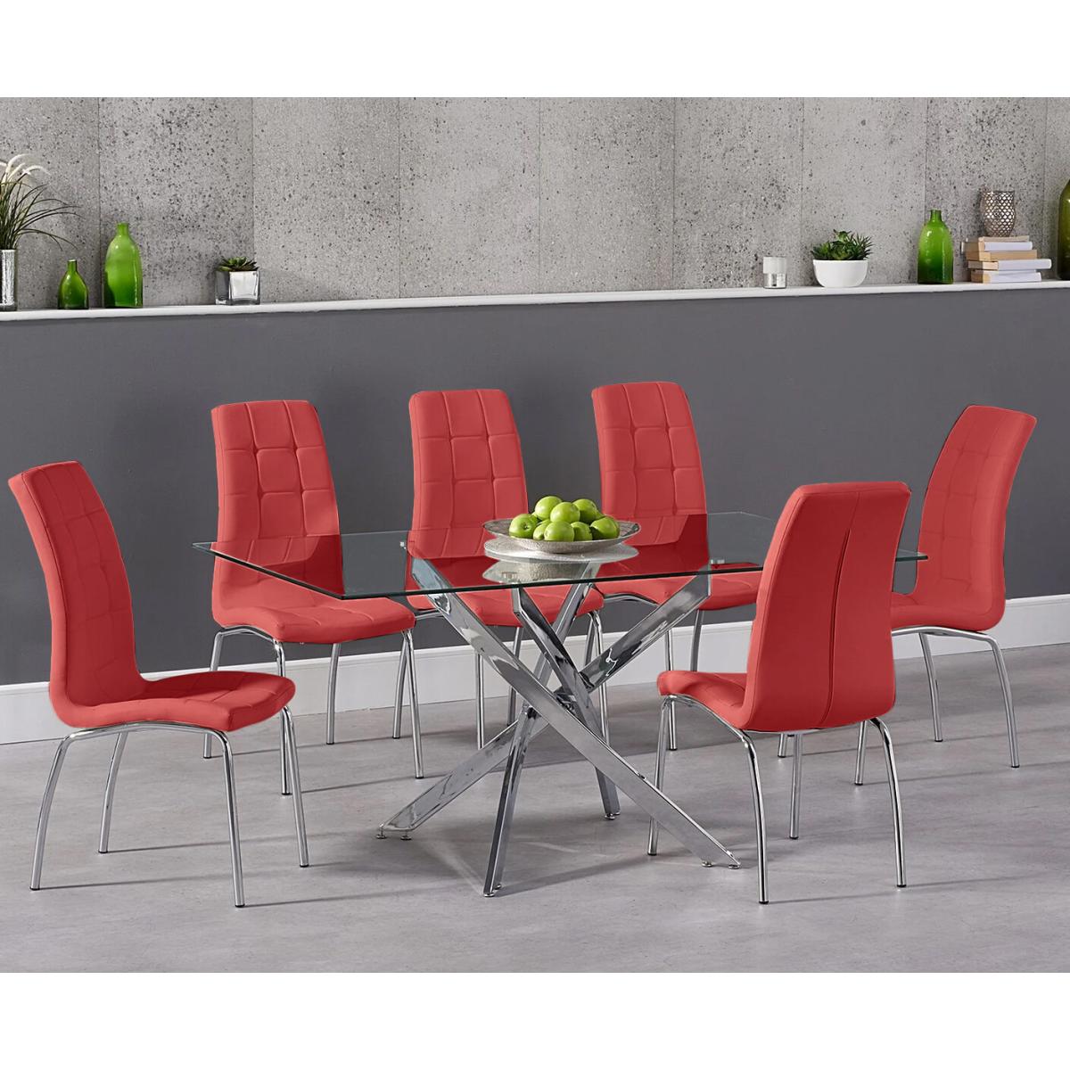 Denver 160cm Rectangular Glass Dining Table with 6 Black Enzo Chairs – image 4