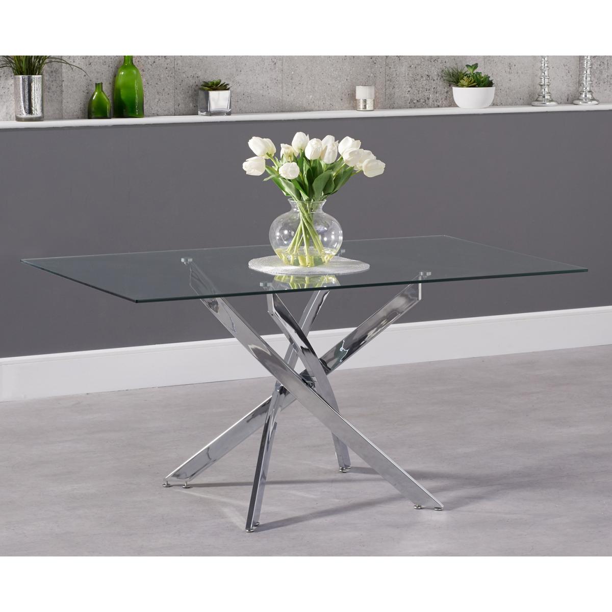 Denver 160cm Rectangular Glass Dining Table with 6 Black Enzo Chairs – image 6