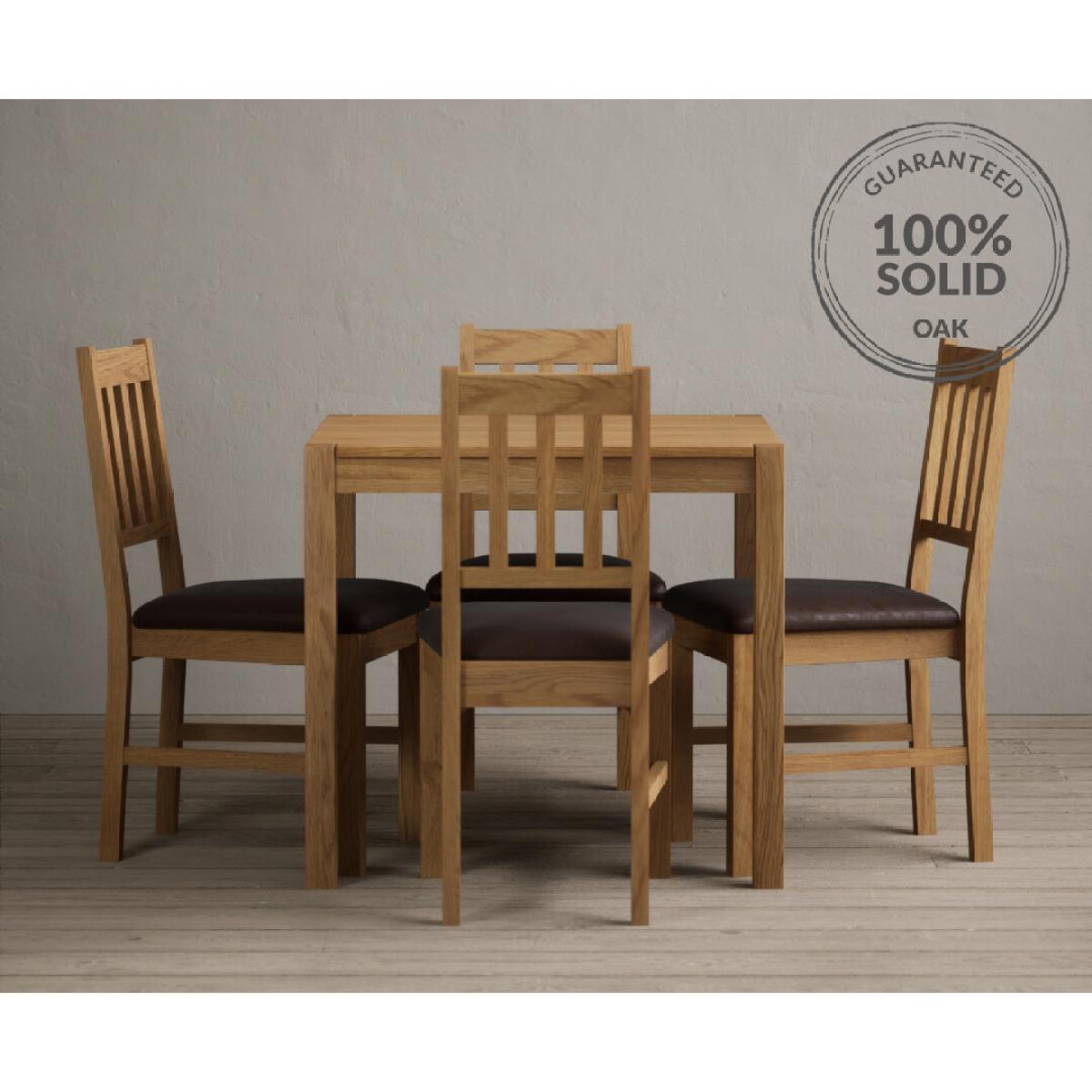 York 80cm Solid Oak Dining Table With 2 Linen York Chairs – image 2