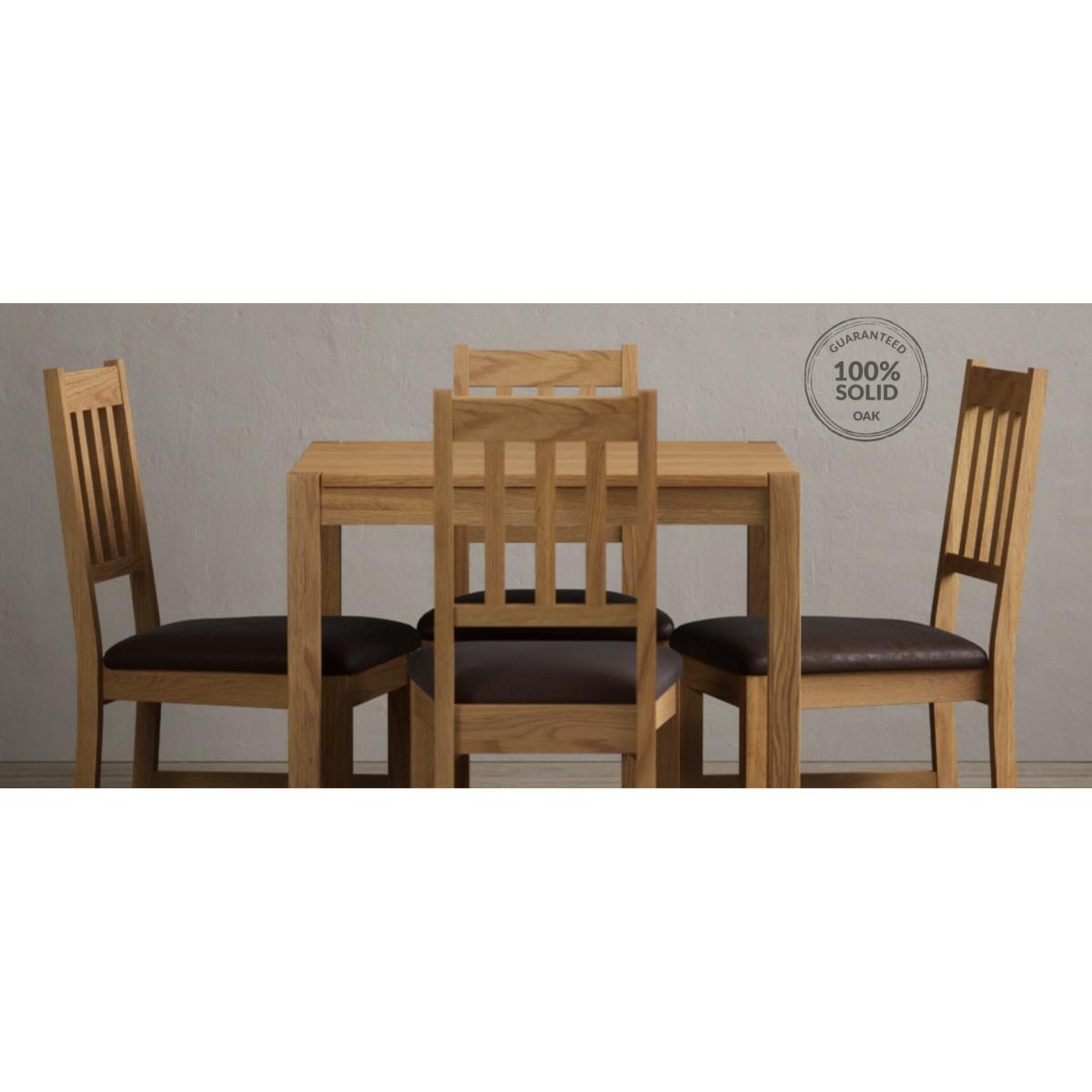 York 80cm Solid Oak Dining Table With 2 Linen York Chairs – image 16