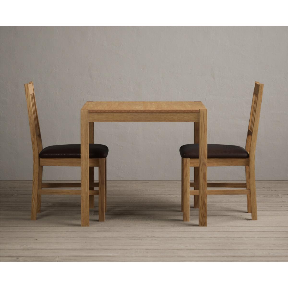 York 80cm Solid Oak Dining Table With 2 Linen York Chairs – image 3