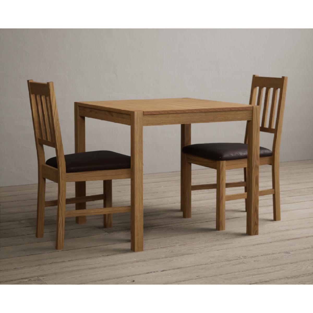 York 80cm Solid Oak Dining Table With 2 Linen York Chairs – image 4