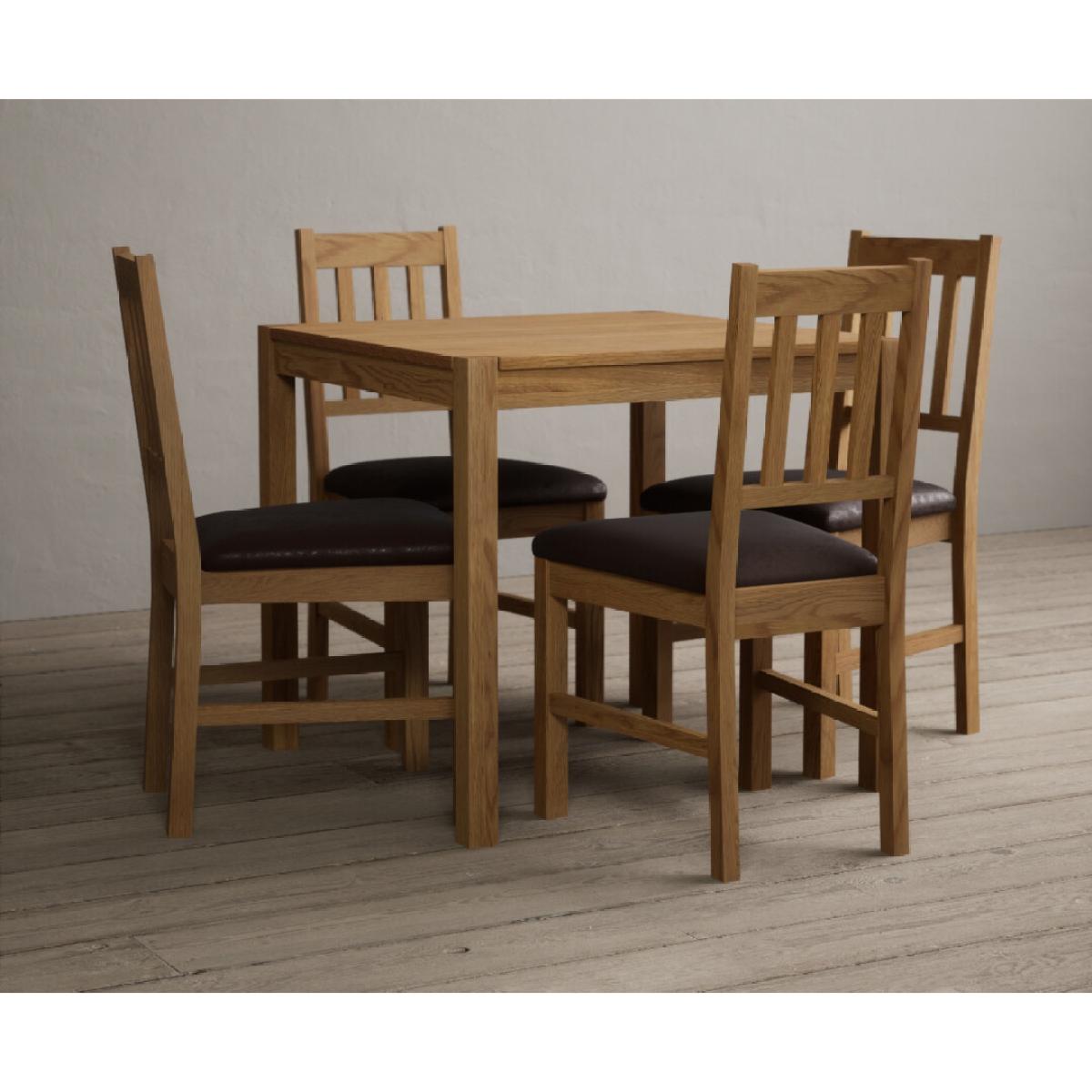 York 80cm Solid Oak Dining Table With 2 Linen York Chairs – image 5