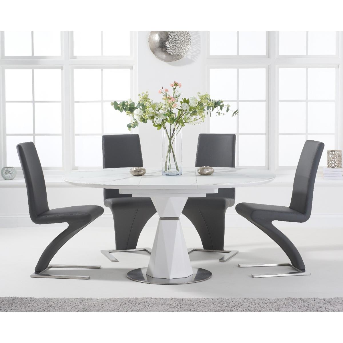 Venosa 120cm Round White Dining Table with 4 Black Aldo Chairs – image 2