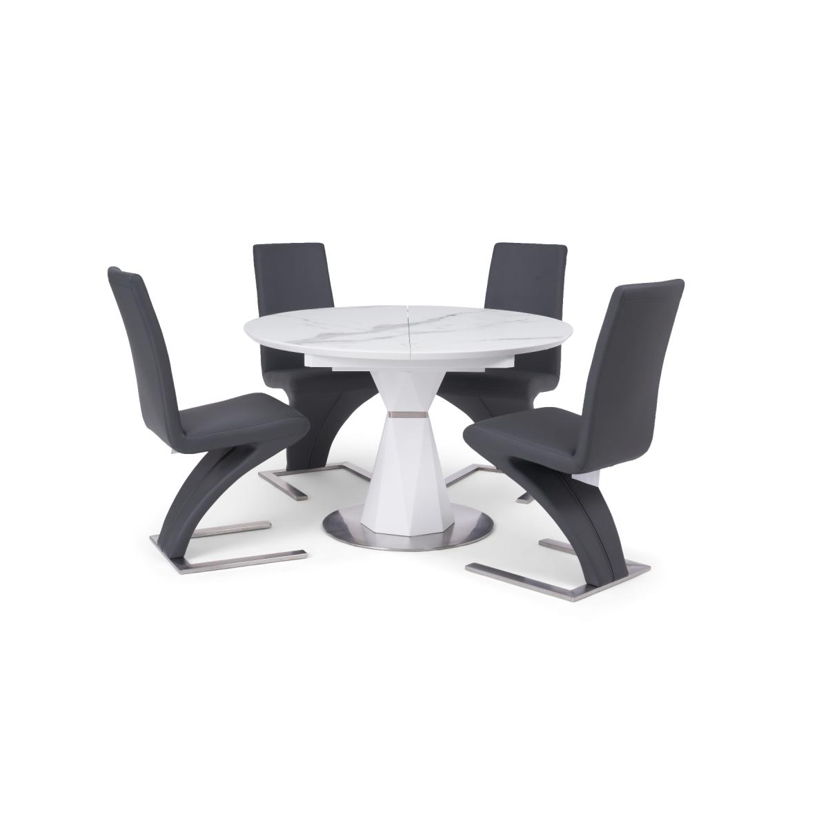 Venosa 120cm Round White Dining Table with 4 Black Aldo Chairs – image 11
