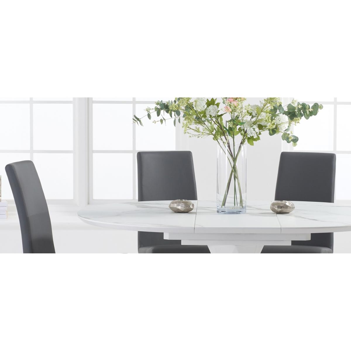 Venosa 120cm Round White Dining Table with 4 Black Aldo Chairs – image 17