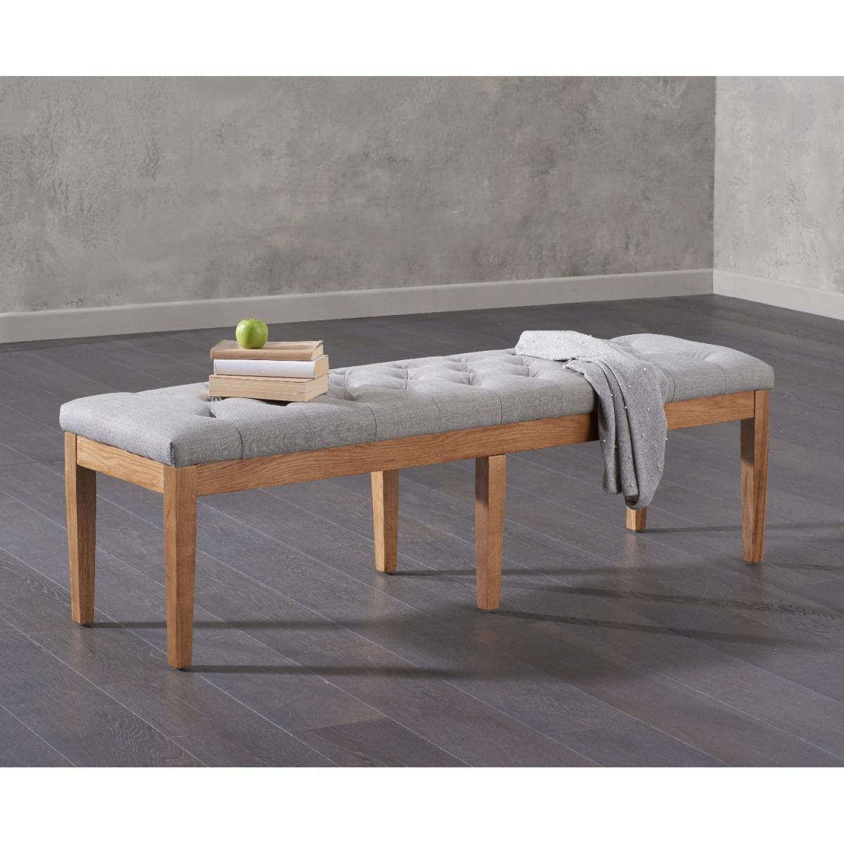 Verona 180cm Solid Oak Dining Table and Isobel Fabric Chairs and Camille Grey Fabric Bench - Grey, 2 Chairs – image 9