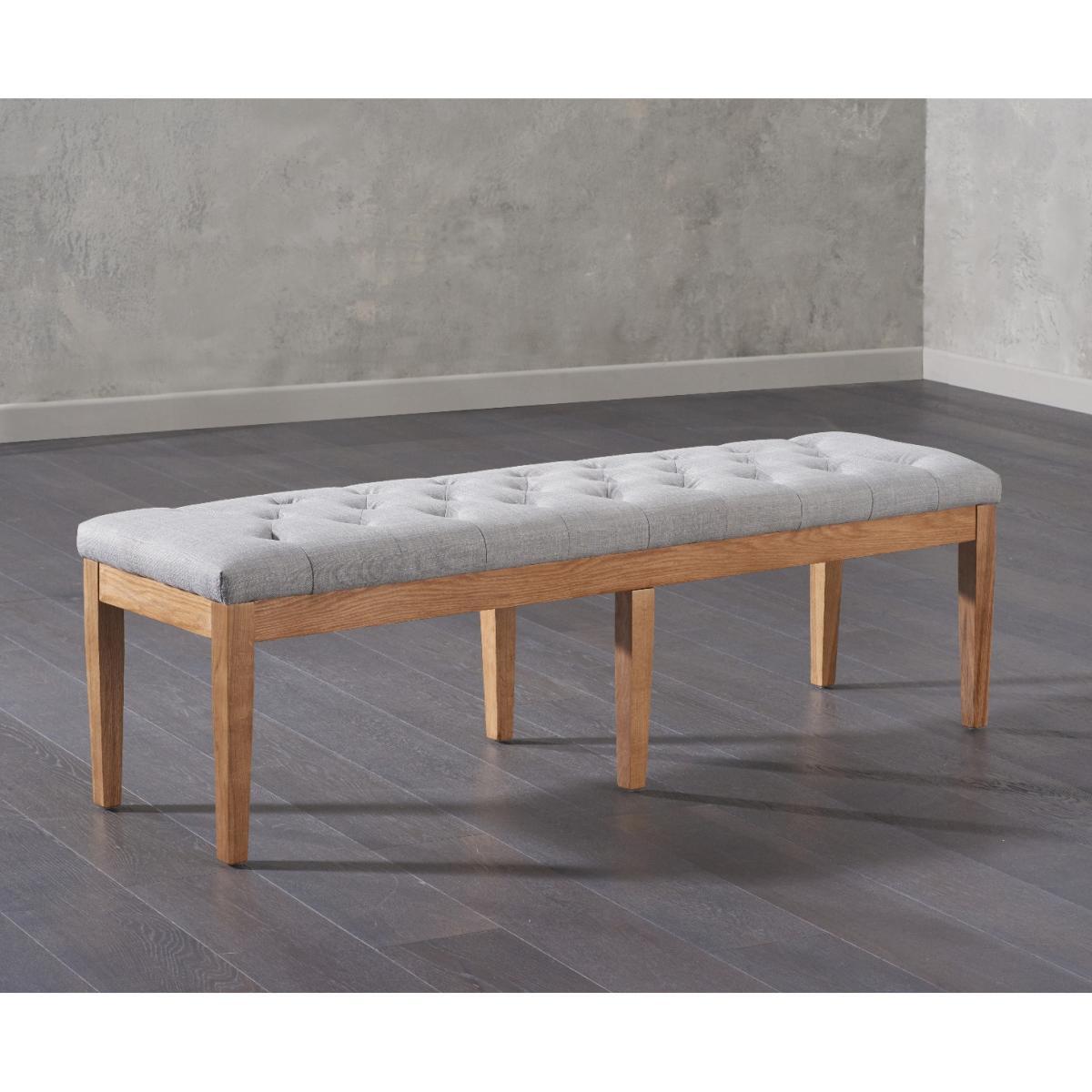 Verona 180cm Solid Oak Dining Table and Isobel Fabric Chairs and Camille Grey Fabric Bench - Grey, 2 Chairs – image 10