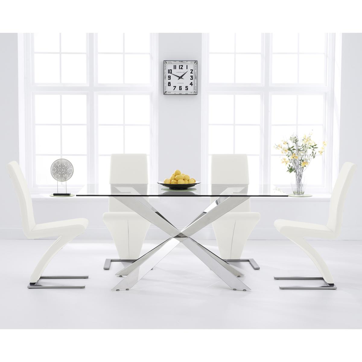 Juniper 160cm Glass Dining Table With 6 Black Hampstead Z Chairs – image 2
