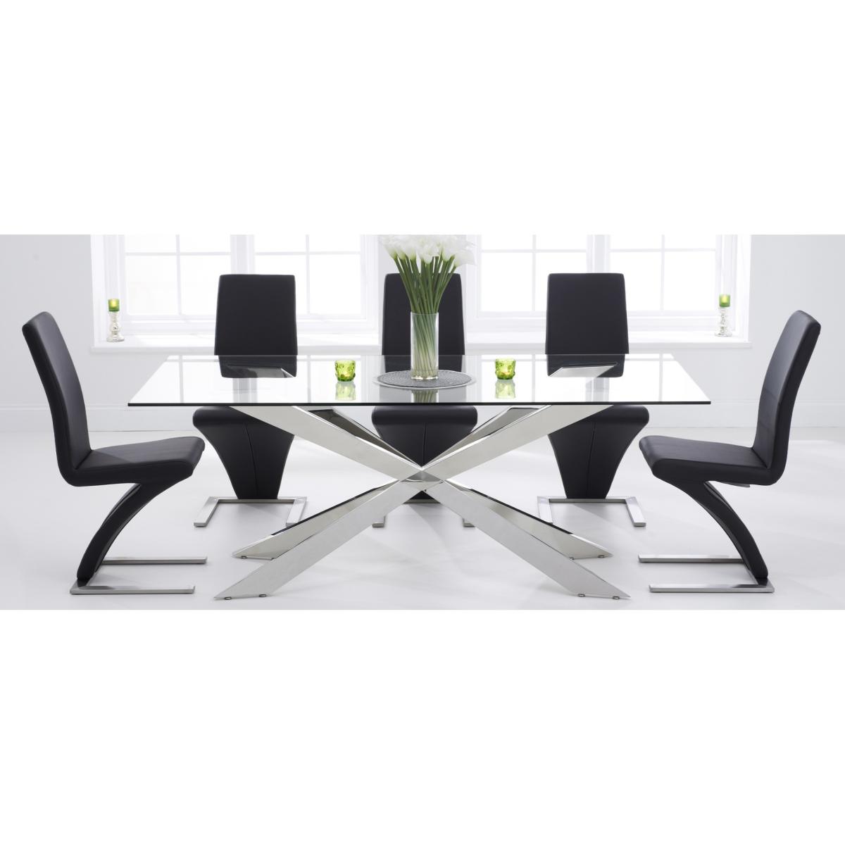 Juniper 160cm Glass Dining Table With 6 Black Hampstead Z Chairs – image 11