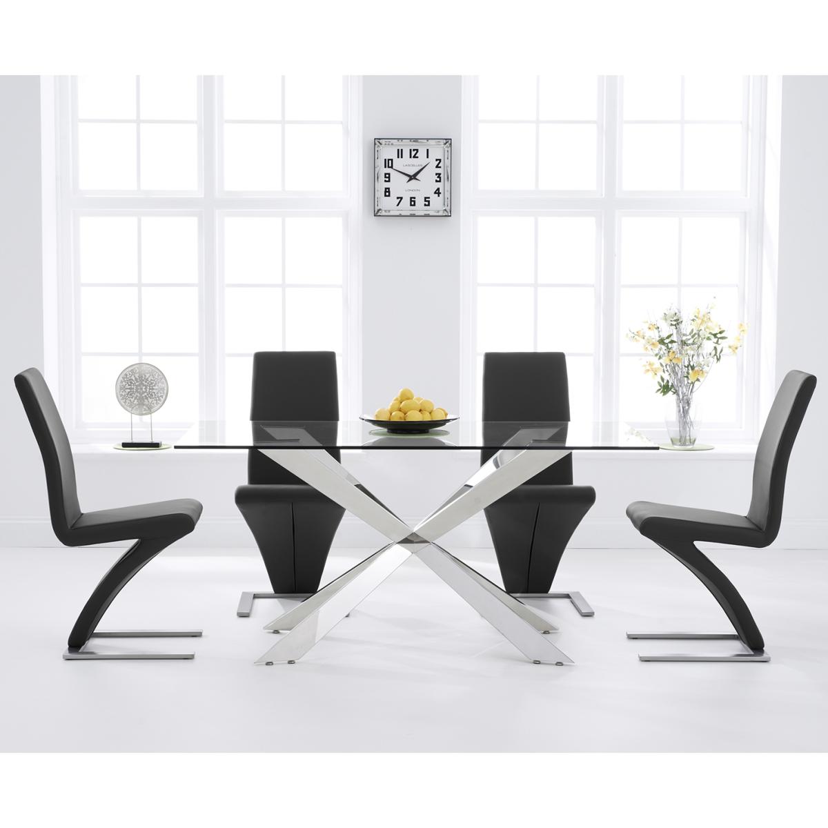 Juniper 160cm Glass Dining Table With 6 Black Hampstead Z Chairs – image 3