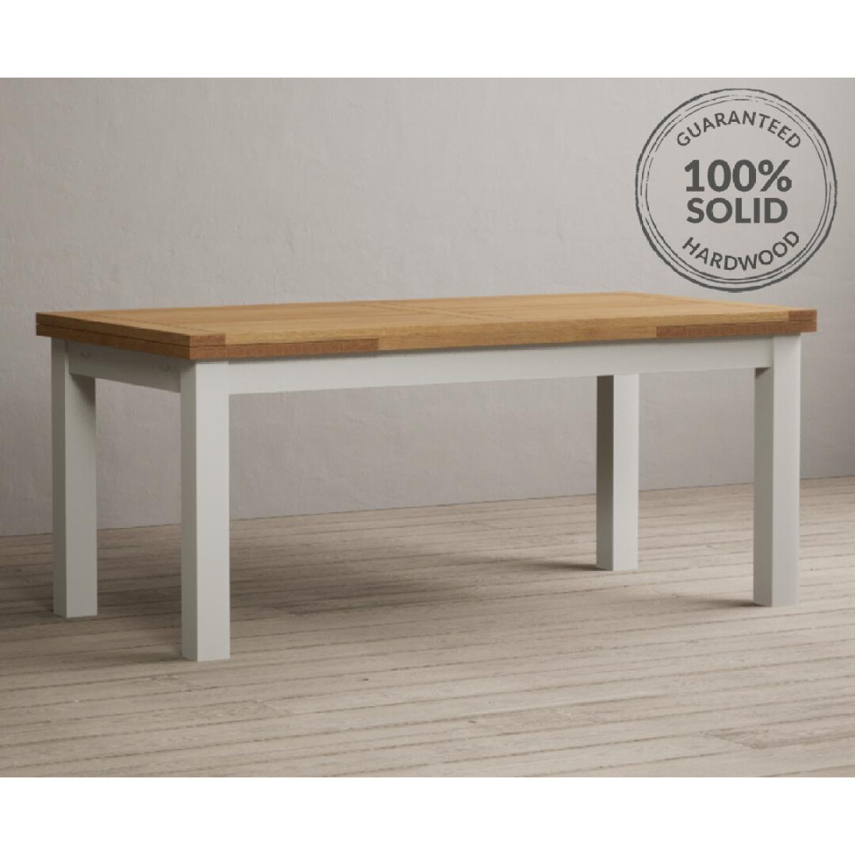 Extending Hampshire 180cm Oak and Signal White Dining Table With 10 Natural Scroll Back Chairs – image 15