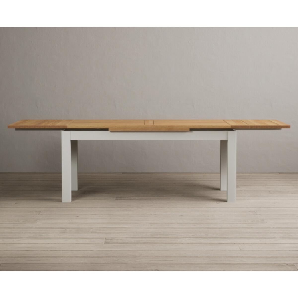 Extending Hampshire 180cm Oak and Signal White Dining Table With 10 Natural Scroll Back Chairs – image 16