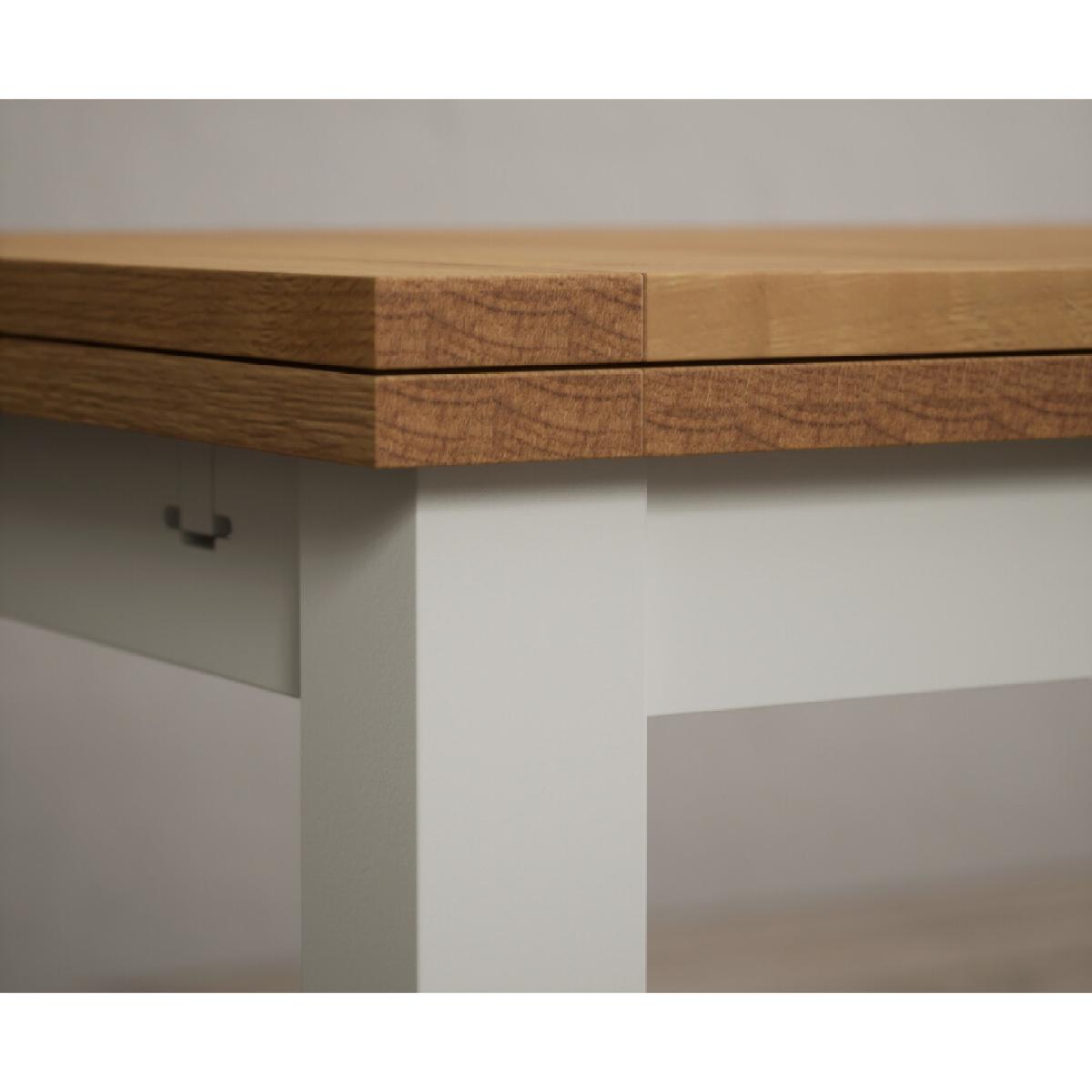 Extending Hampshire 180cm Oak and Signal White Dining Table With 10 Natural Scroll Back Chairs – image 19