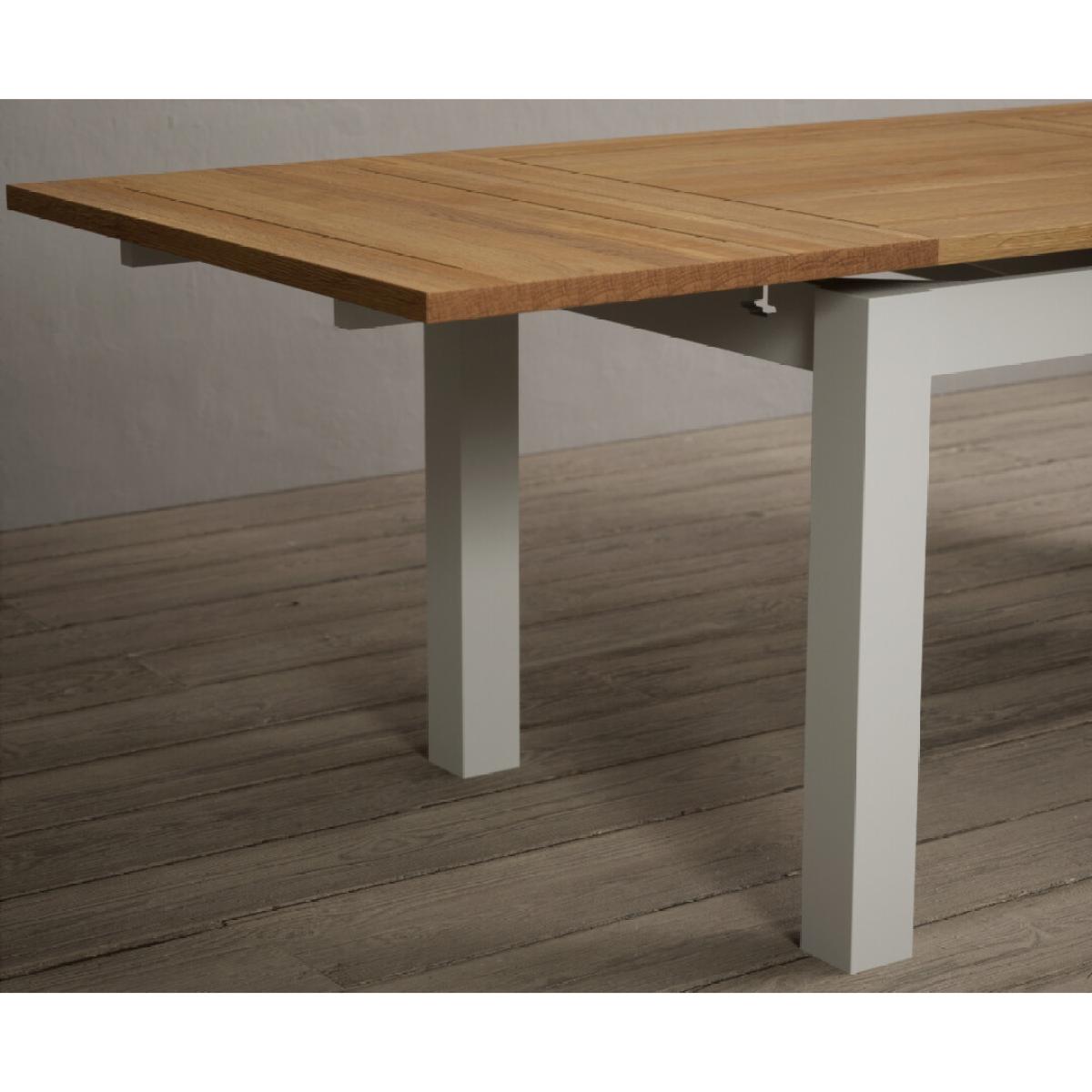 Extending Hampshire 180cm Oak and Signal White Dining Table With 10 Natural Scroll Back Chairs – image 20