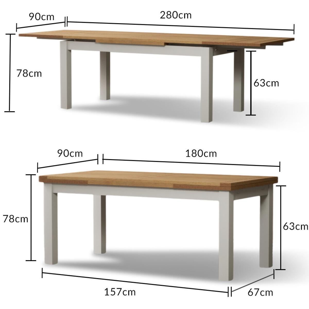 Extending Hampshire 180cm Oak and Signal White Dining Table With 10 Natural Scroll Back Chairs – image 22